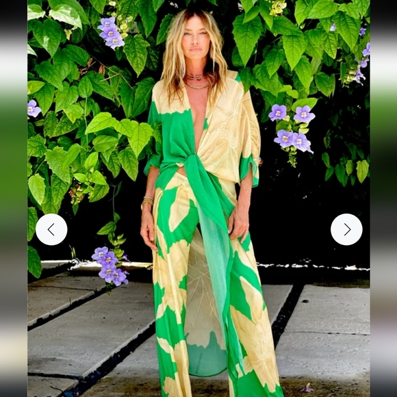 ❤️NWT SET of Boho Tropical Print Pants & Kimono Duster Beach Cov… - Picture 12 of 16